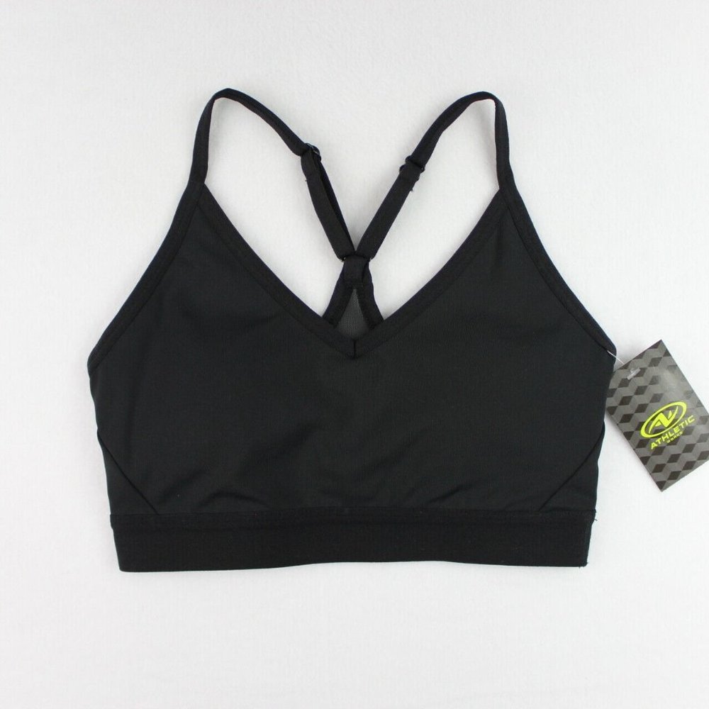 Athletic Works Sports Bra Women's XS Black DriWorks Adjustable Straps Mesh